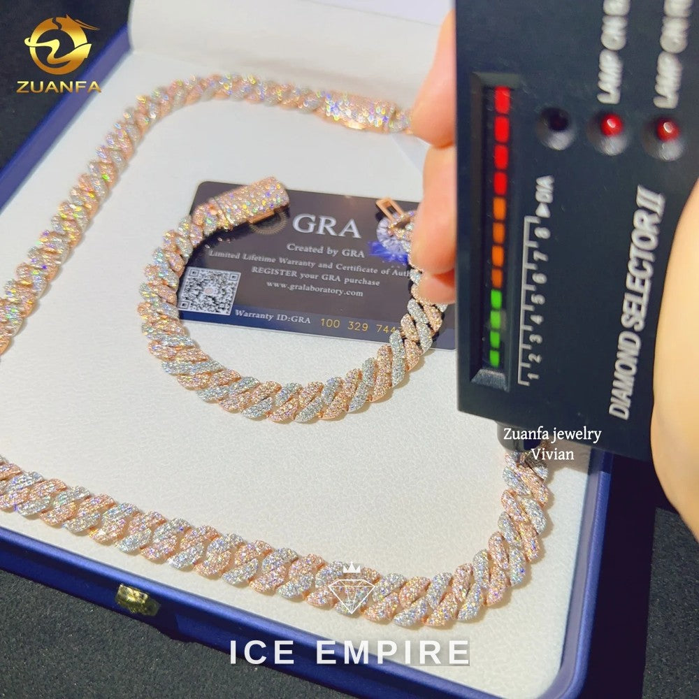 Iced Out Rose Gold Plated Moissanite Cuban Chain
