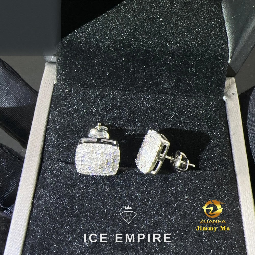 Iced Out 925 Silver Moissanite Stud Earrings