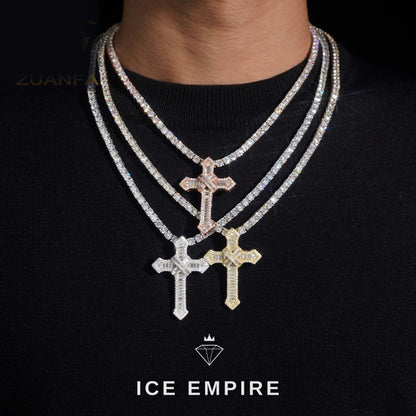 Iced Out Cross 925 Silver Pendant