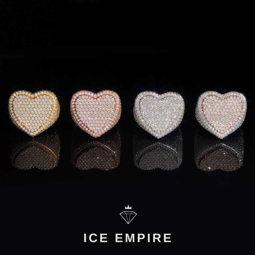 Iced Out Heart Gold Plated Moissanite Ring