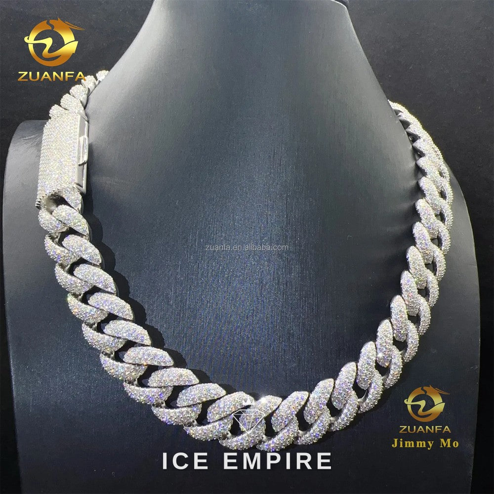 Iced Out 925 Silver Moissanite Cuban Chain