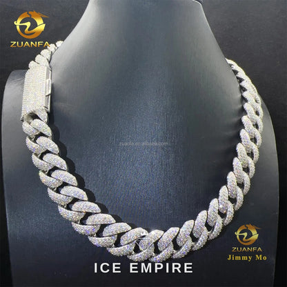 Iced Out 925 Silver Moissanite Cuban Chain
