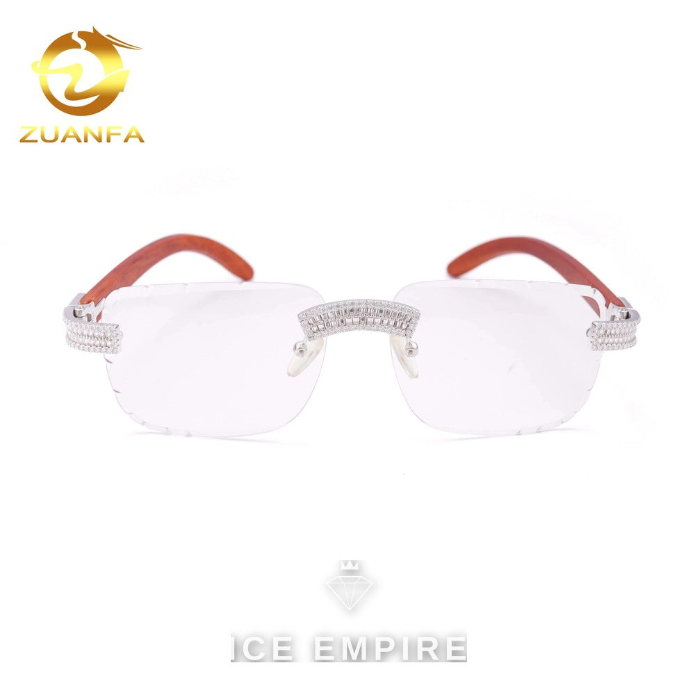 Iced Out Baguette 925 Silver Glasses