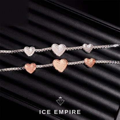 Iced Out Heart 925 Silver Moissanite Tennis Chain