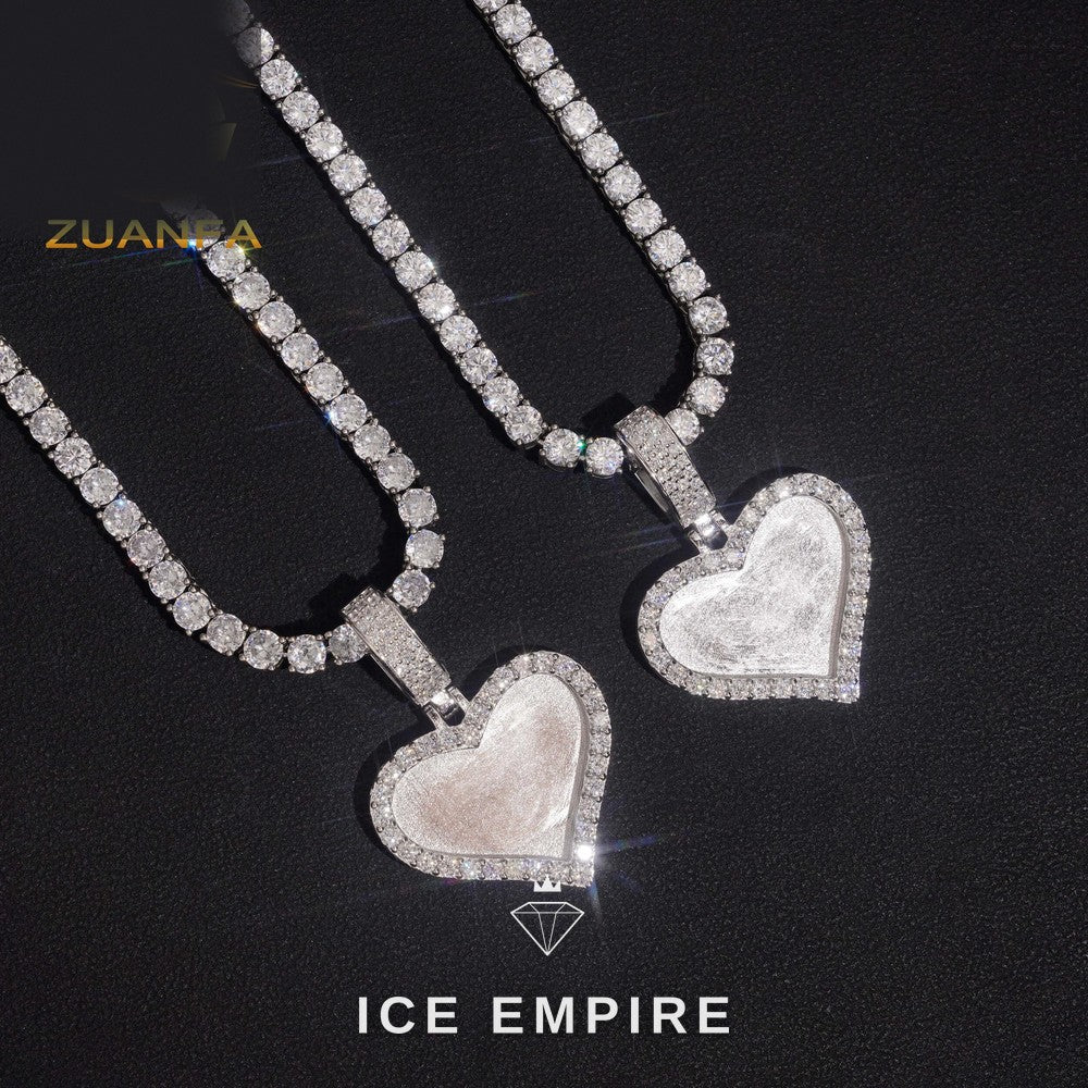 Iced Out Heart Rose Gold Plated Moissanite Pendant