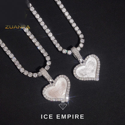 Iced Out Heart Rose Gold Plated Moissanite Pendant