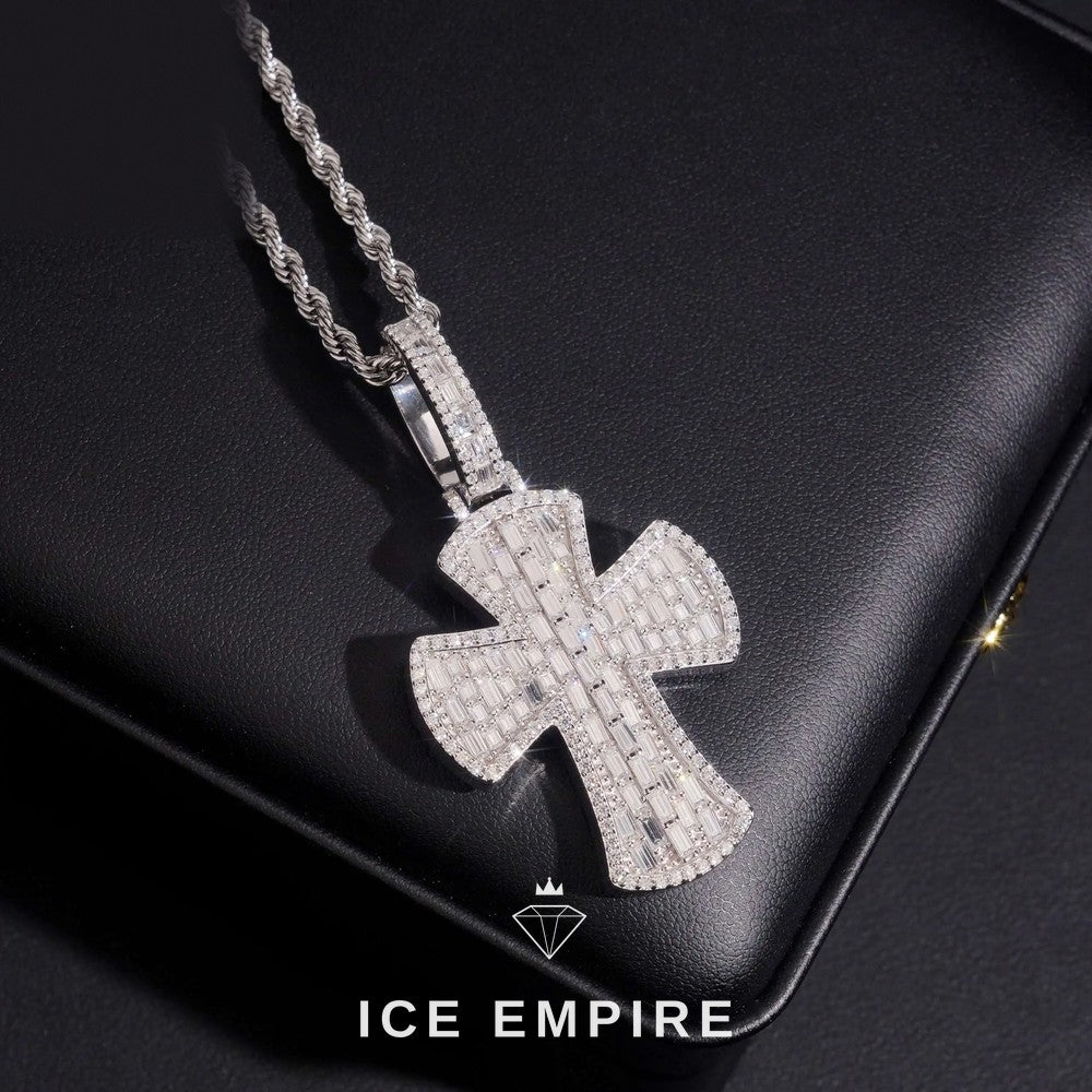 Iced Out Baguette Rose Gold Plated Moissanite Pendant