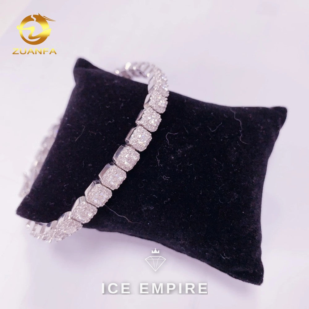 Iced Out Baguette 925 Silver Moissanite Cuban Chain