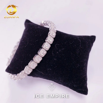 Iced Out Baguette 925 Silver Moissanite Cuban Chain