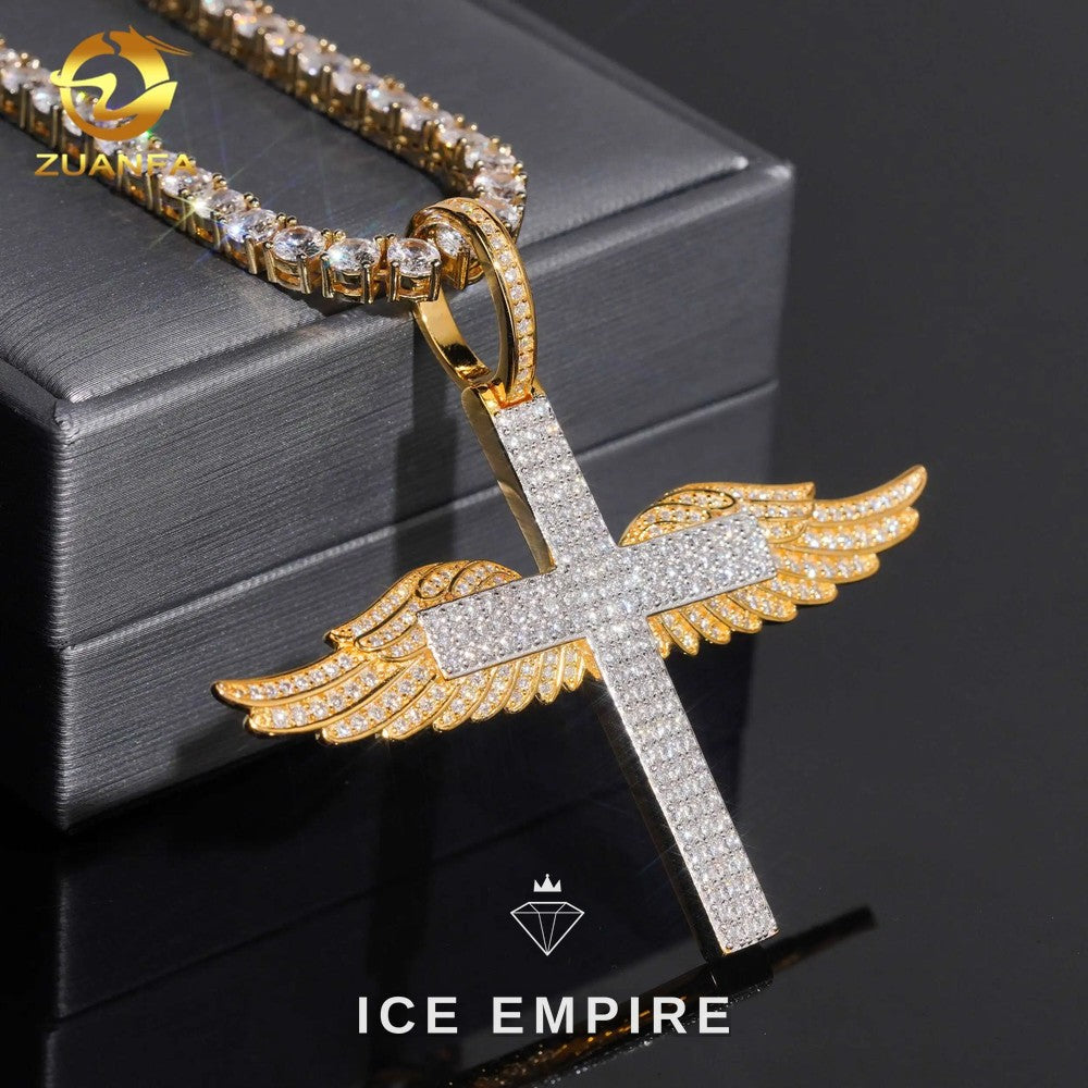 Iced Out Cross Gold Plated Moissanite Pendant