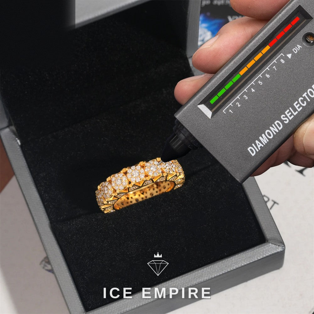 Iced Out Cluster Gold Plated Moissanite Ring
