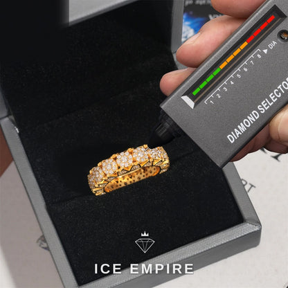 Iced Out Cluster Gold Plated Moissanite Ring