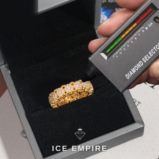 Iced Out Cluster Gold Plated Moissanite Ring