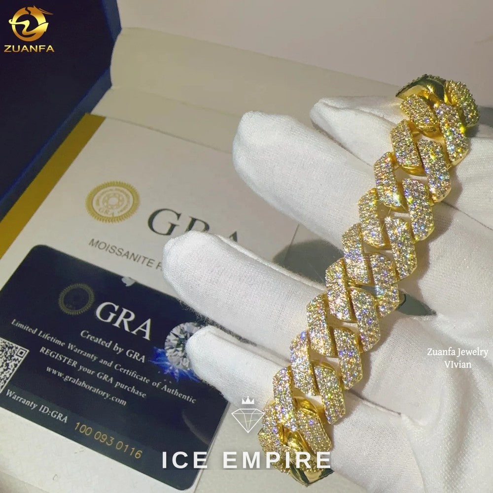 Iced Out 925 Silver Moissanite Cuban Chain