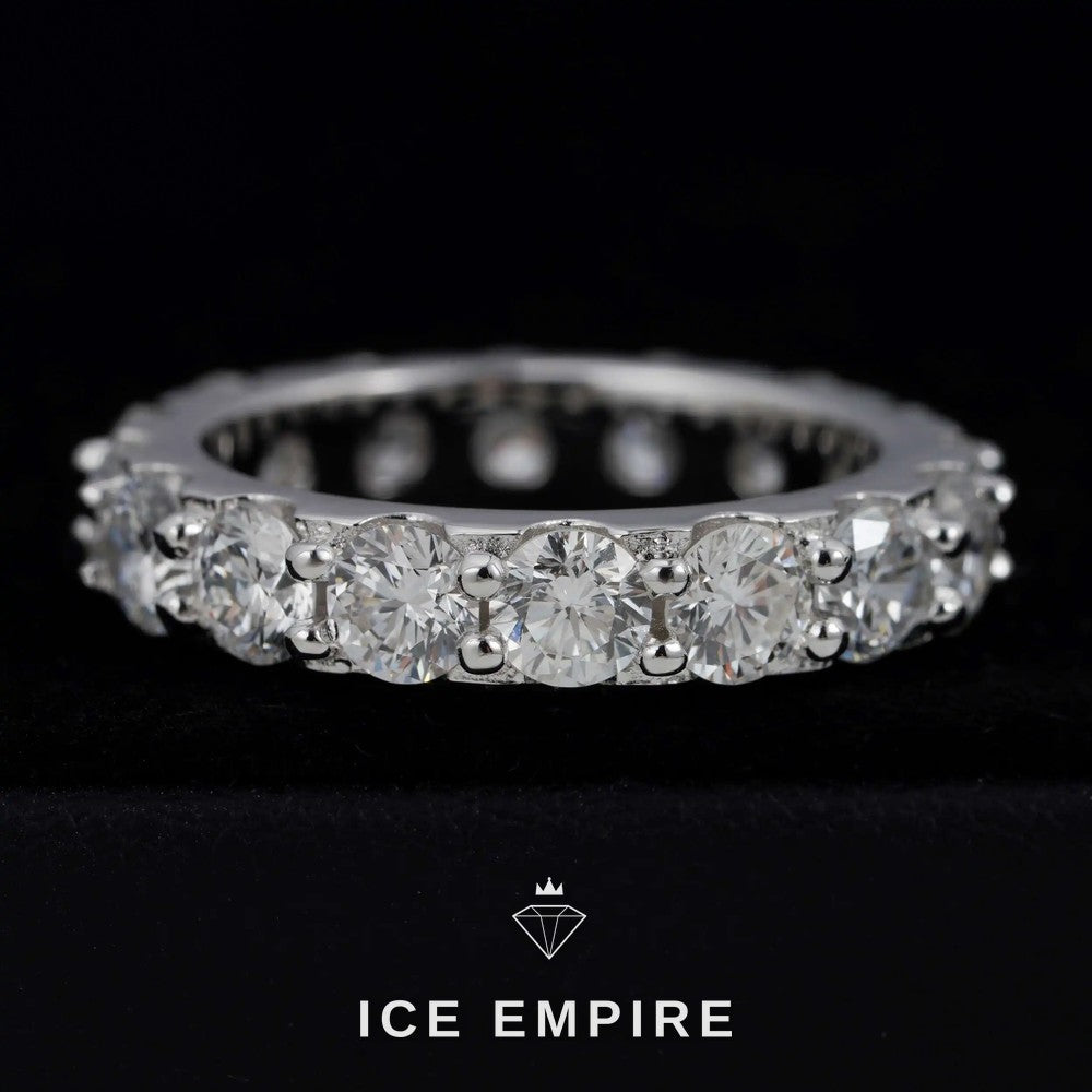 Iced Out 925 Silver Lab Grown Diamond Wedding Band