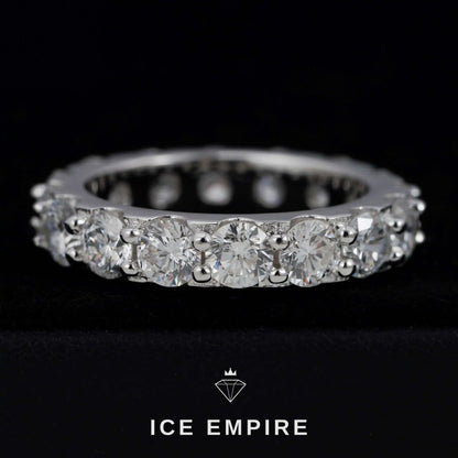 Iced Out 925 Silver Lab Grown Diamond Wedding Band