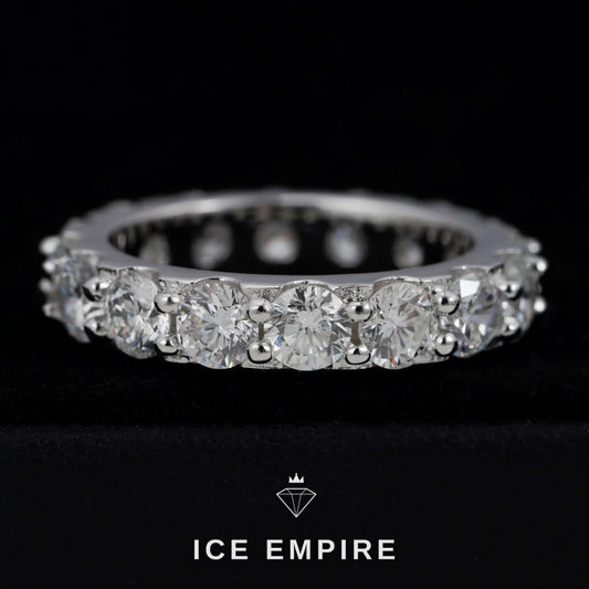 Iced Out 925 Silver Lab Grown Diamond Wedding Band