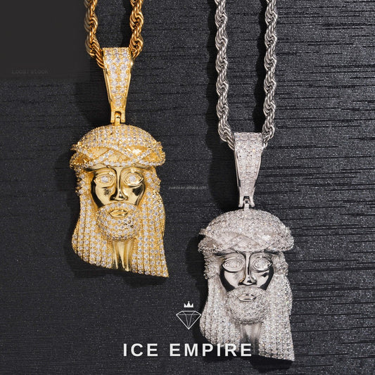 Iced Out 14K Gold Moissanite Pendant