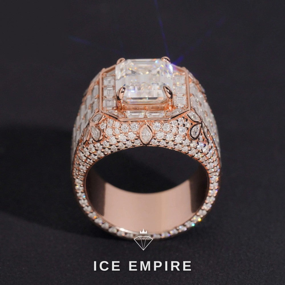 Iced Out Rose Gold Plated Moissanite Ring
