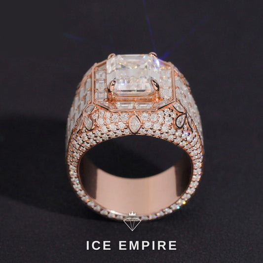 Iced Out Rose Gold Plated Moissanite Ring
