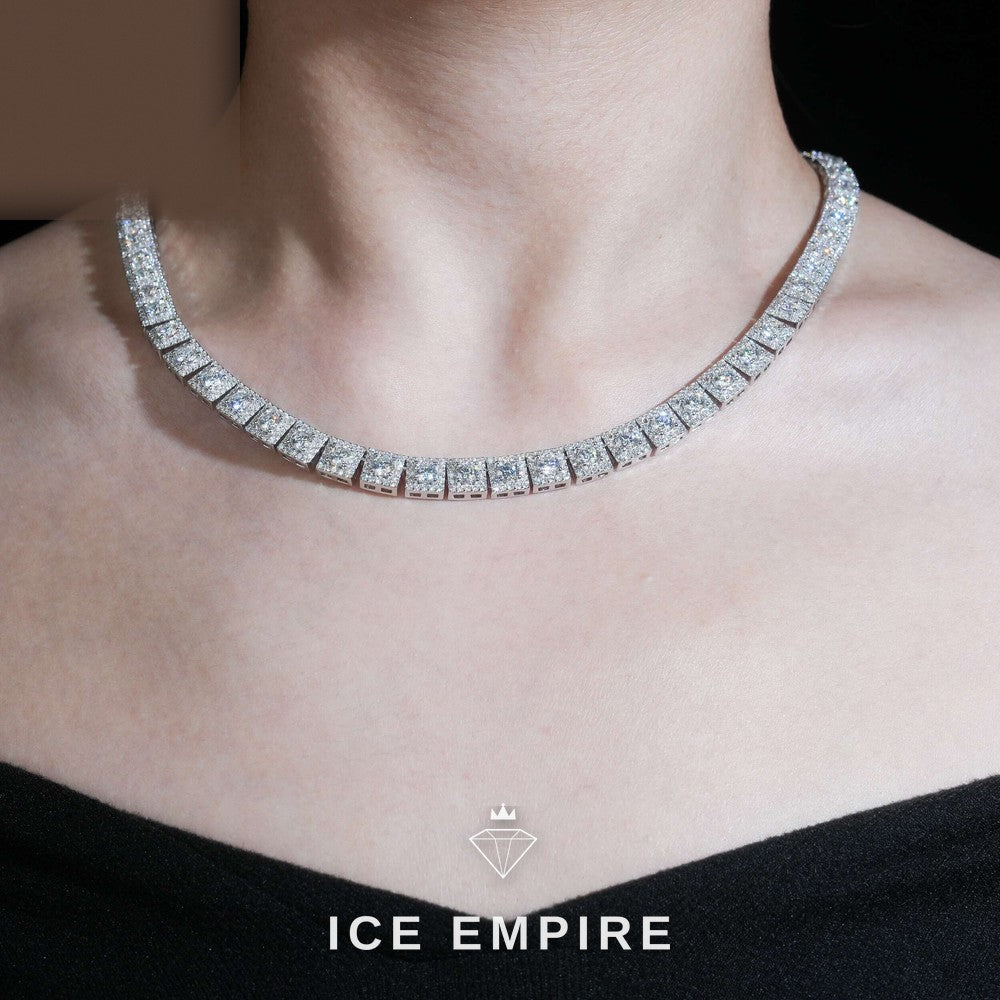 Iced Out Cluster Gold Plated Moissanite Cuban Chain