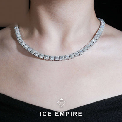 Iced Out Cluster Gold Plated Moissanite Cuban Chain