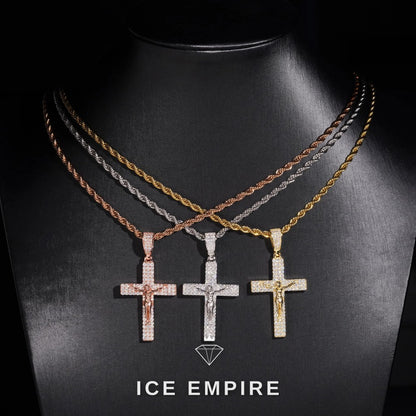 Iced Out Cross Rose Gold Plated Moissanite Pendant