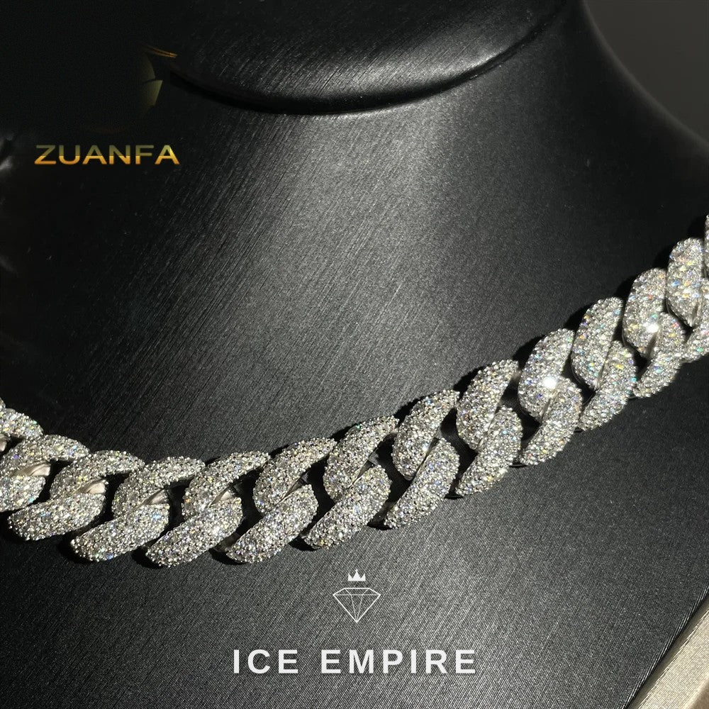 Iced Out 925 Silver Moissanite Cuban Chain