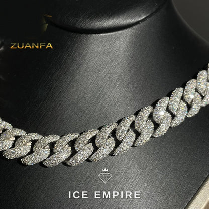 Iced Out 925 Silver Moissanite Cuban Chain