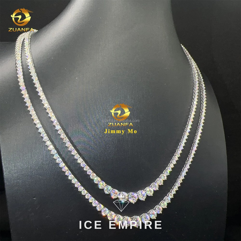 Iced Out Cluster 925 Silver Moissanite Cuban Chain