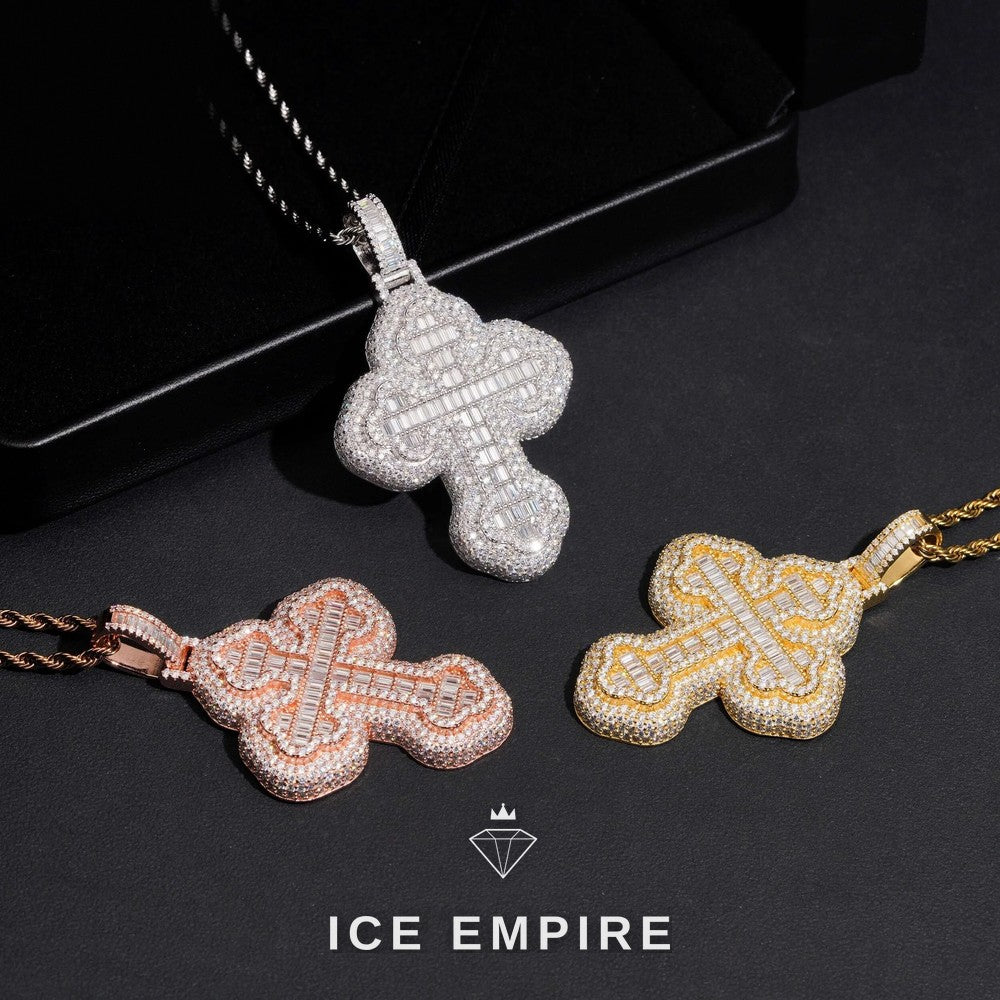 Iced Out Cross 925 Silver Moissanite Pendant