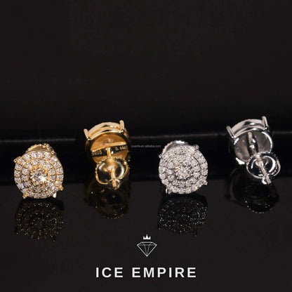 Iced Out Cluster Gold Plated Lab Grown Diamond Stud Earrings