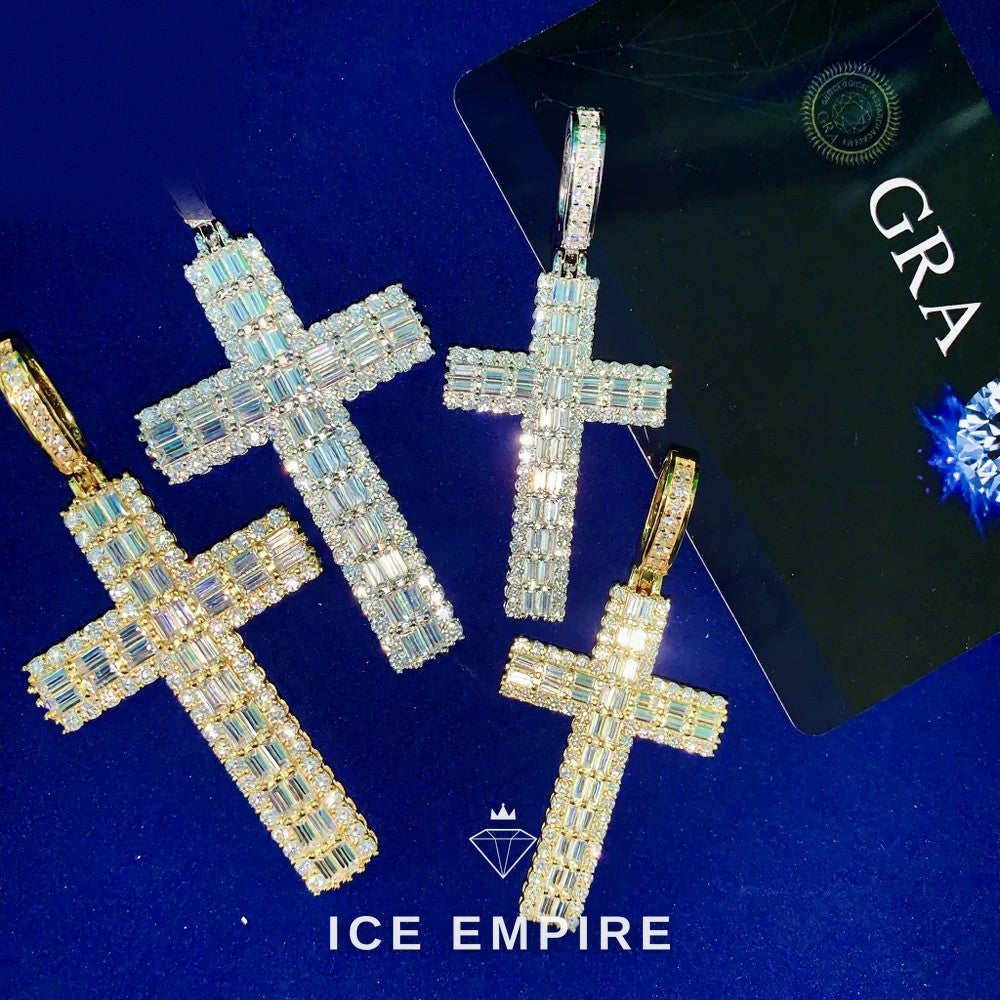 Iced Out Baguette Rose Gold Plated Moissanite Pendant