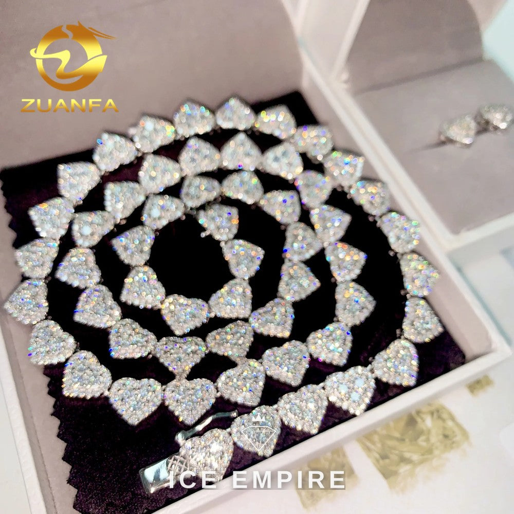 Iced Out Heart Gold Plated Moissanite Cuban Chain