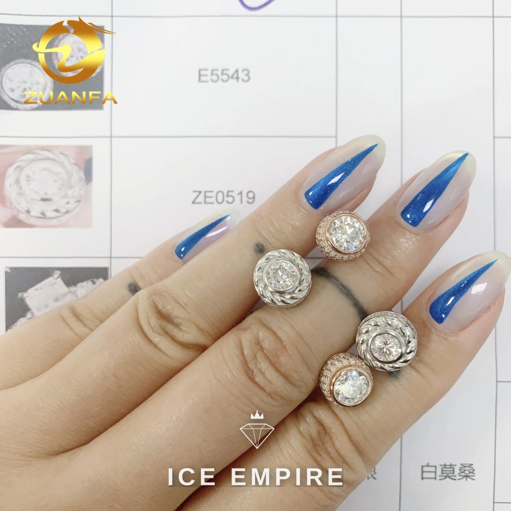 Iced Out Gold Plated Moissanite Stud Earrings