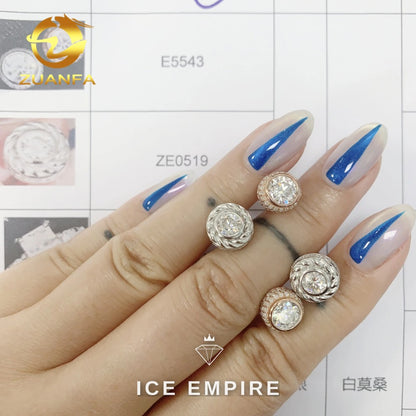 Iced Out Gold Plated Moissanite Stud Earrings