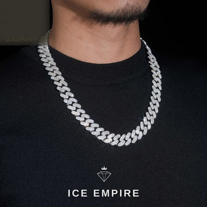 Iced Out 925 Silver Moissanite Cuban Chain
