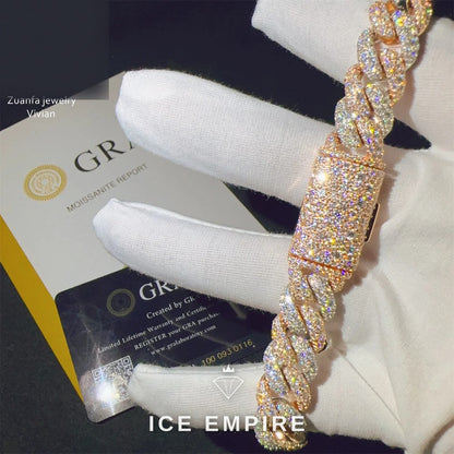Iced Out Rose Gold Plated Moissanite Cuban Chain