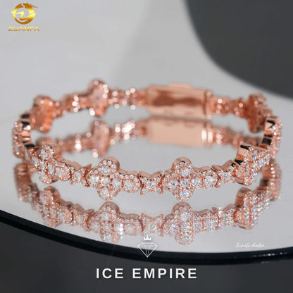 Iced Out Cross 14K Gold Moissanite Tennis Chain