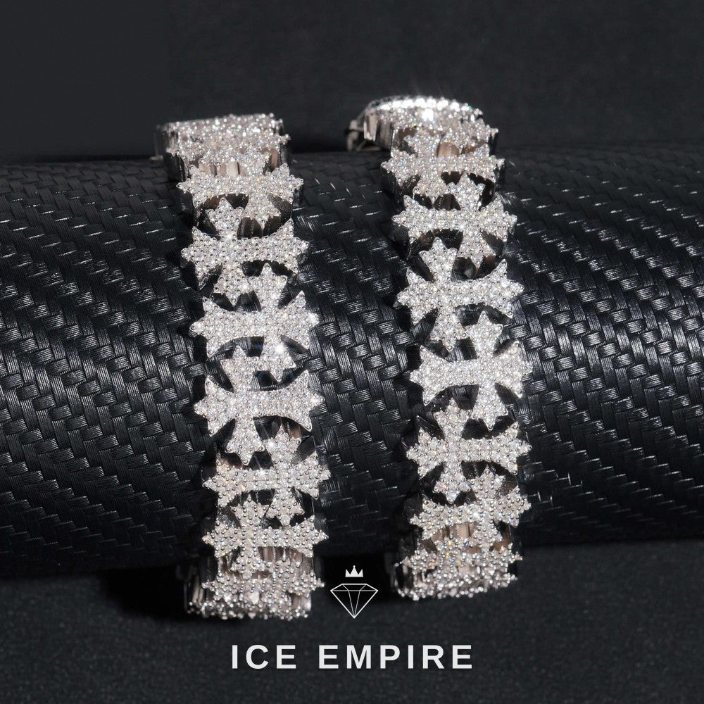 Iced Out Cross 925 Silver Moissanite Cuban Chain