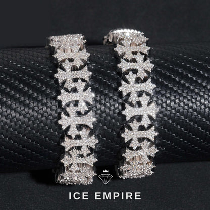 Iced Out Cross 925 Silver Moissanite Cuban Chain