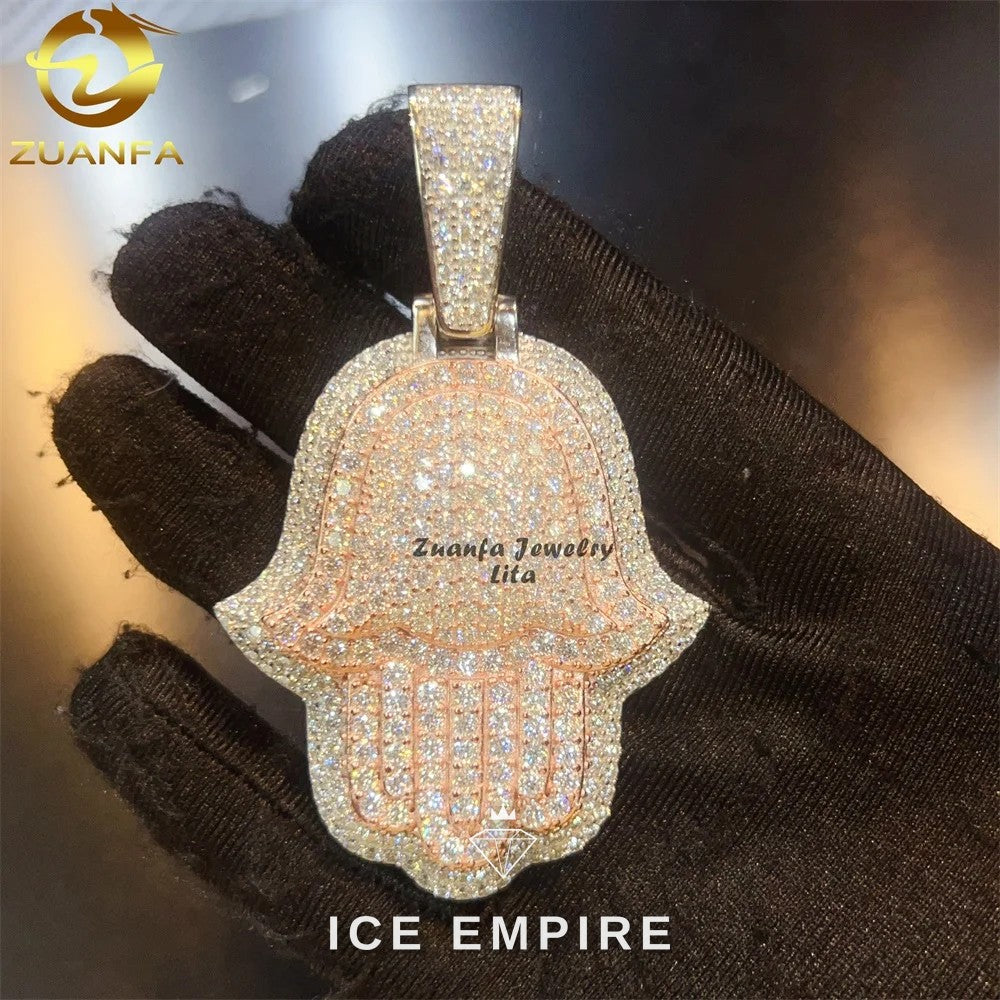 Iced Out Rose Gold Plated Moissanite Pendant