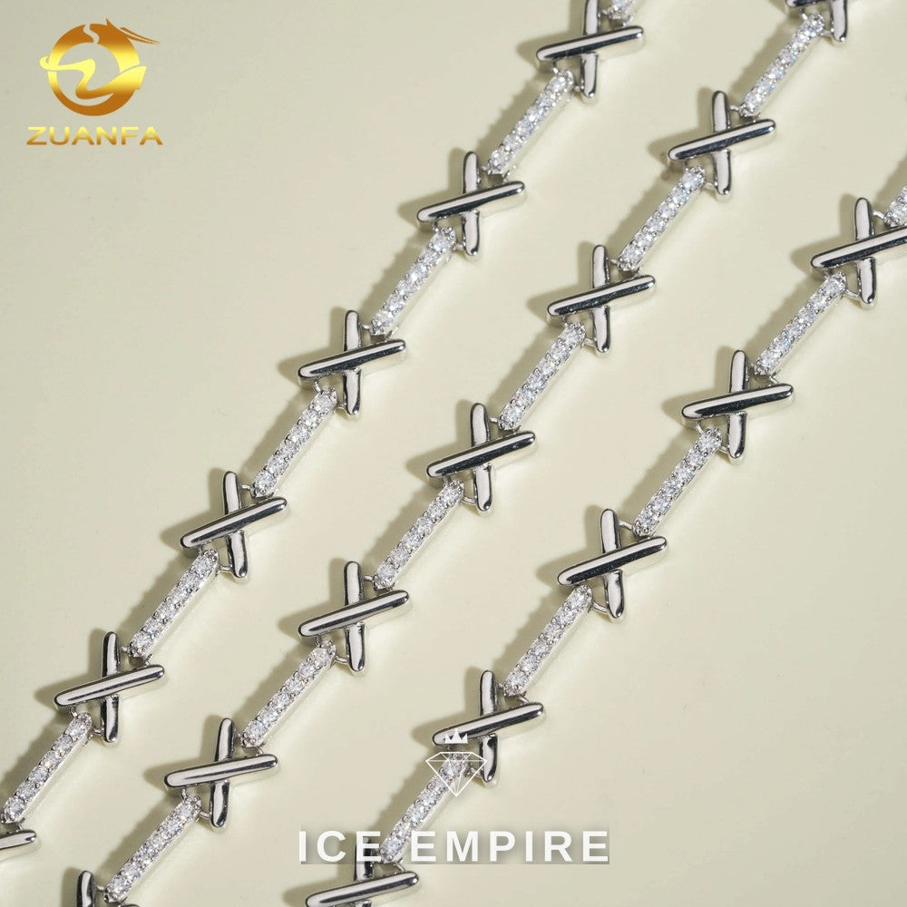 Iced Out Cross Rose Gold Plated Moissanite Cuban Chain