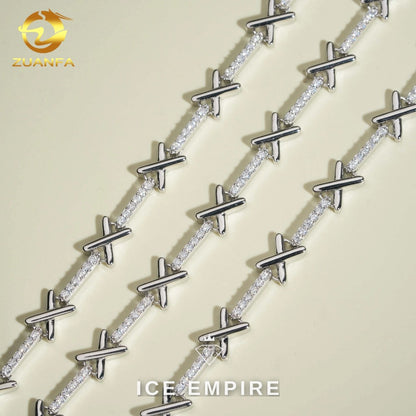 Iced Out Cross Rose Gold Plated Moissanite Cuban Chain