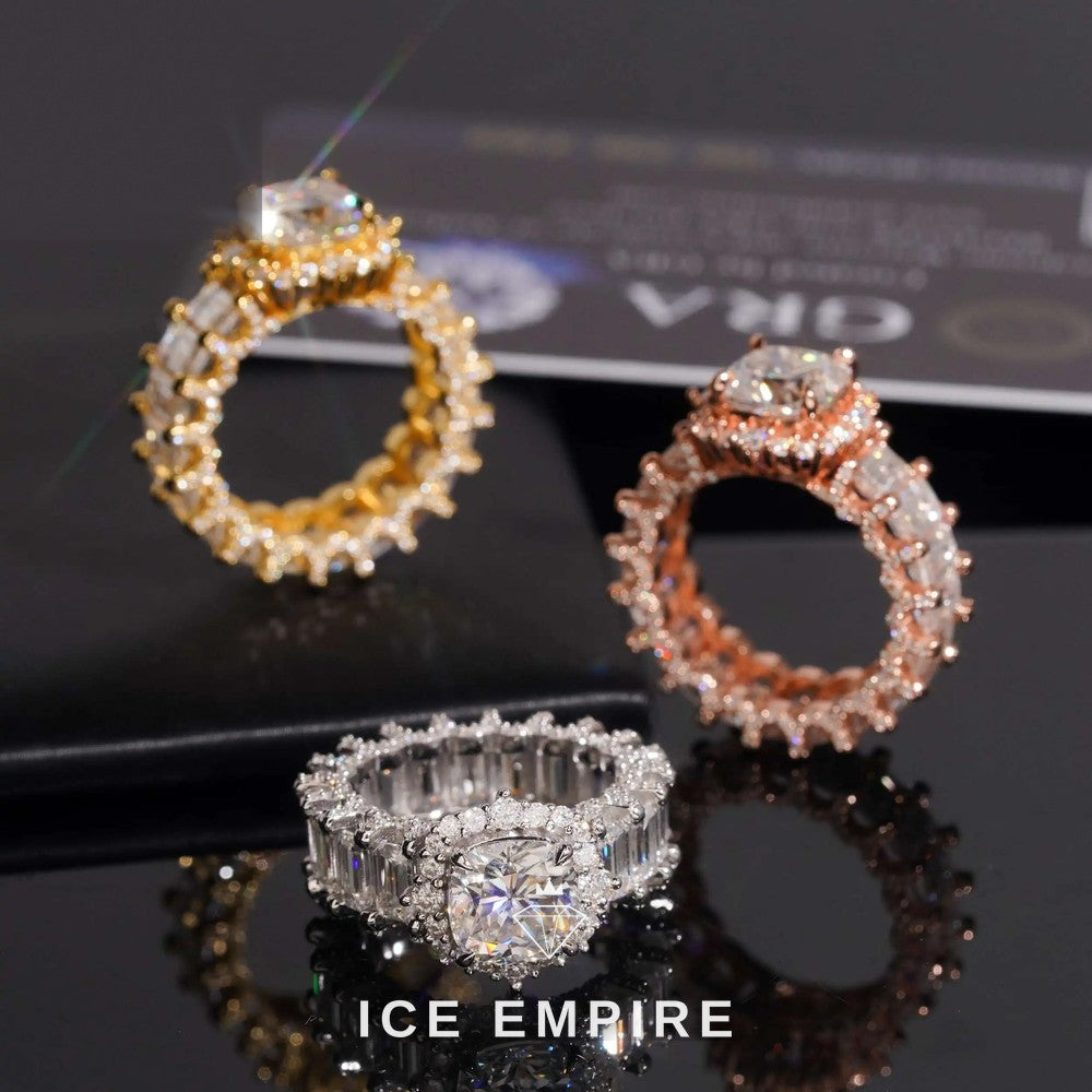 Iced Out Rose Gold Plated Moissanite Engagement Ring