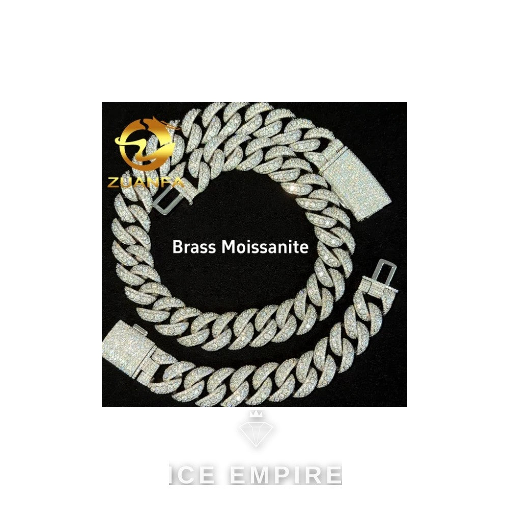 Iced Out 925 Silver Moissanite Cuban Chain
