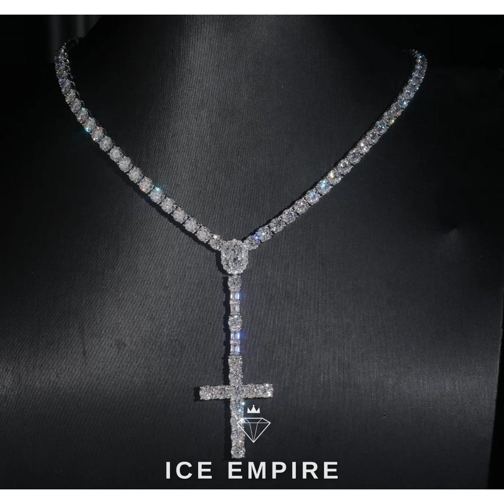 Iced Out Cross Rose Gold Plated Moissanite Cuban Chain