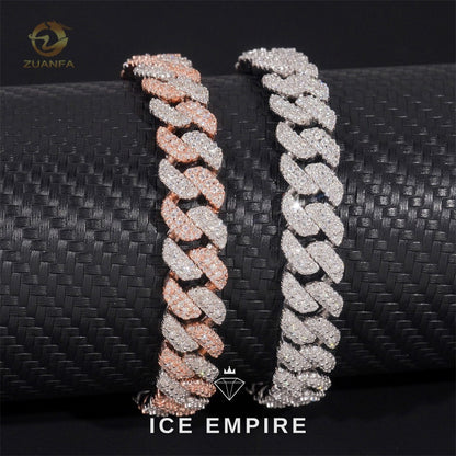 Iced Out 925 Silver Moissanite Cuban Chain