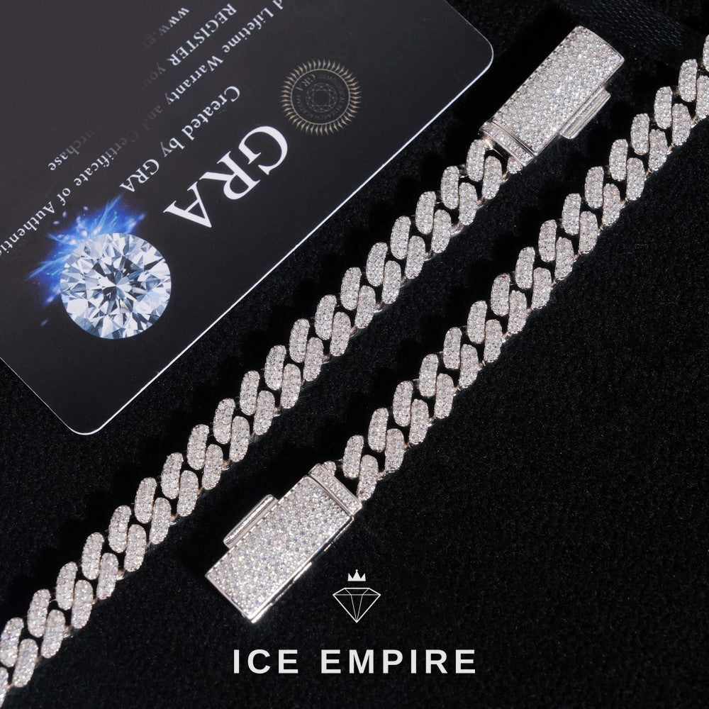 Iced Out 925 Silver Moissanite Cuban Chain