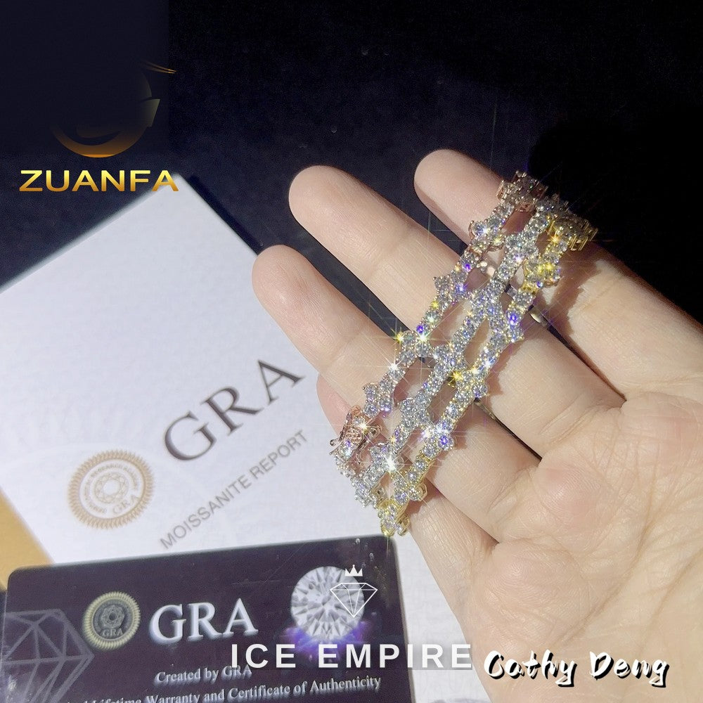 Iced Out Cross Rose Gold Plated Moissanite Cuban Chain